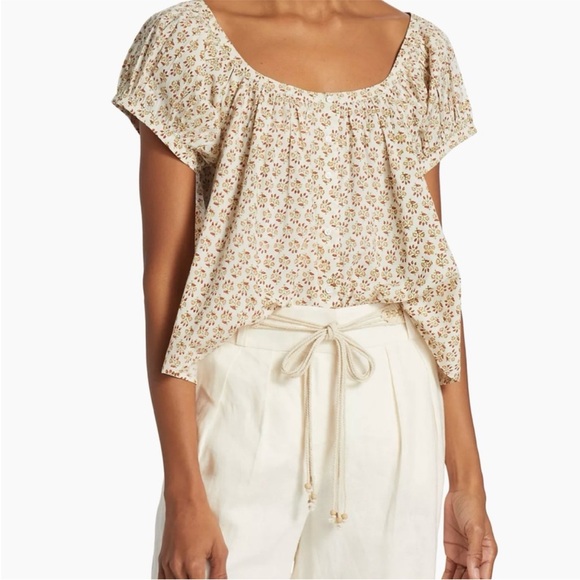 Doen XL June Button Down Blouse in Marigold Meadows Floral - Picture 3 of 12